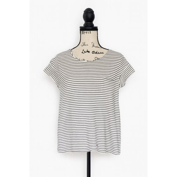 Mango MNG Women’s Striped T-Shirt SZ S – Black & White Cotton Tee - Picture 1 of 4